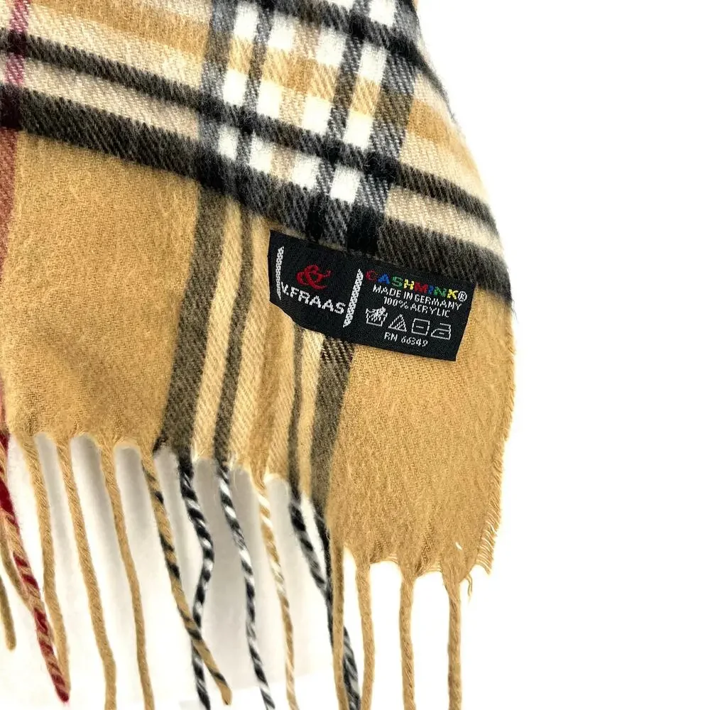 V. Fraas Cashmink Plaid nova check‎ tassel Rectangle Winter Scarf